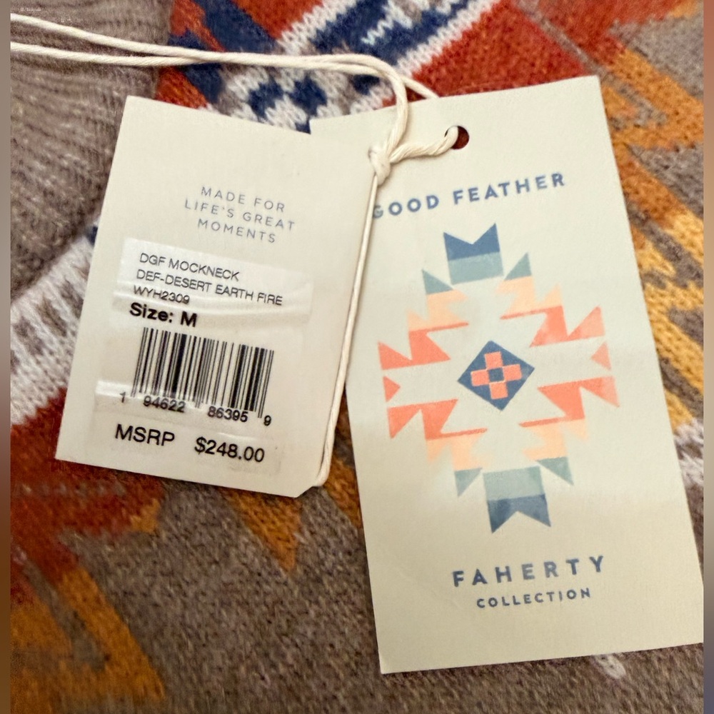 NWT Faherty Artist Goodfeather Desert Earth Fire original design sweater size M - Picture 3 of 10